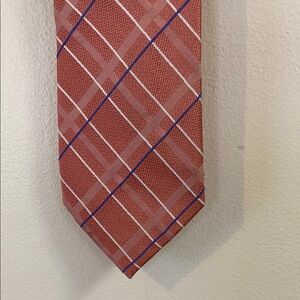 MICHAEL Michael Kors Pink and Blue Plaid Tie 100% Silk